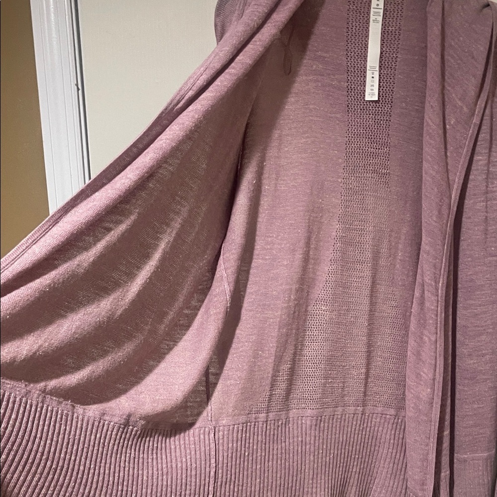 lululemon athletica Linen Blend Dusty Pink Light Hoodie Sweater Cardigan SZ M - Picture 7 of 15
